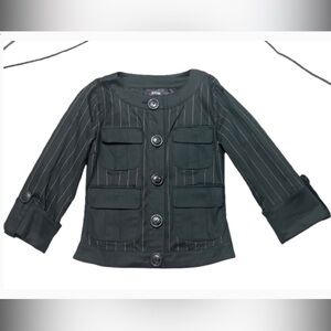 Y2K Morgan de Toi Elegant Black Blazer  Jacket with White Pinstripes and Pockets